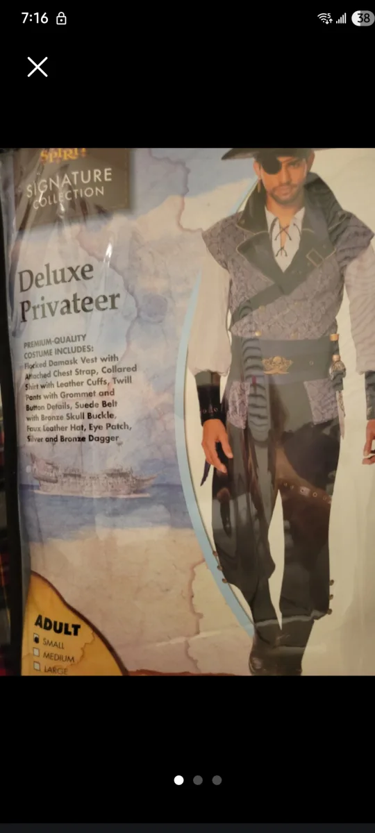 Spirit Halloween Deluxe Privateer Costume - Size Small thumbnail