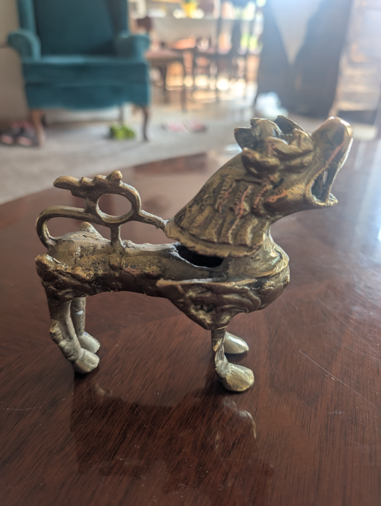 Vintage Brass Dragon  Statue