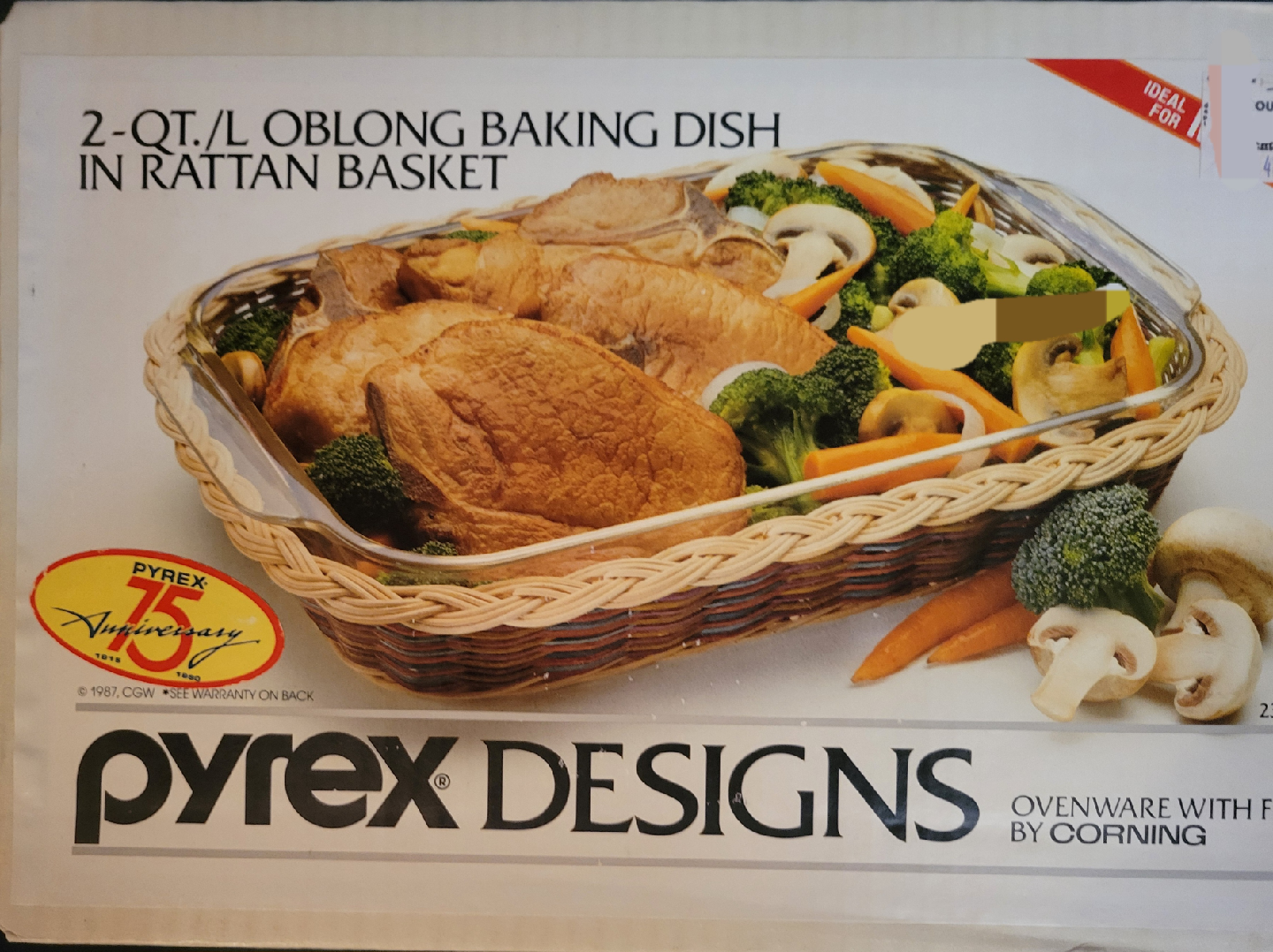 Pyrex Designs 2-QT Baking Dish in Rattan Basket