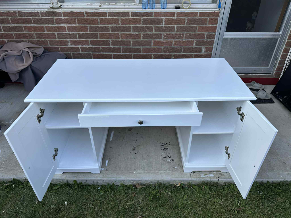 White Wooden Desk with Storage Cabinets, can be use for office - photo 2
