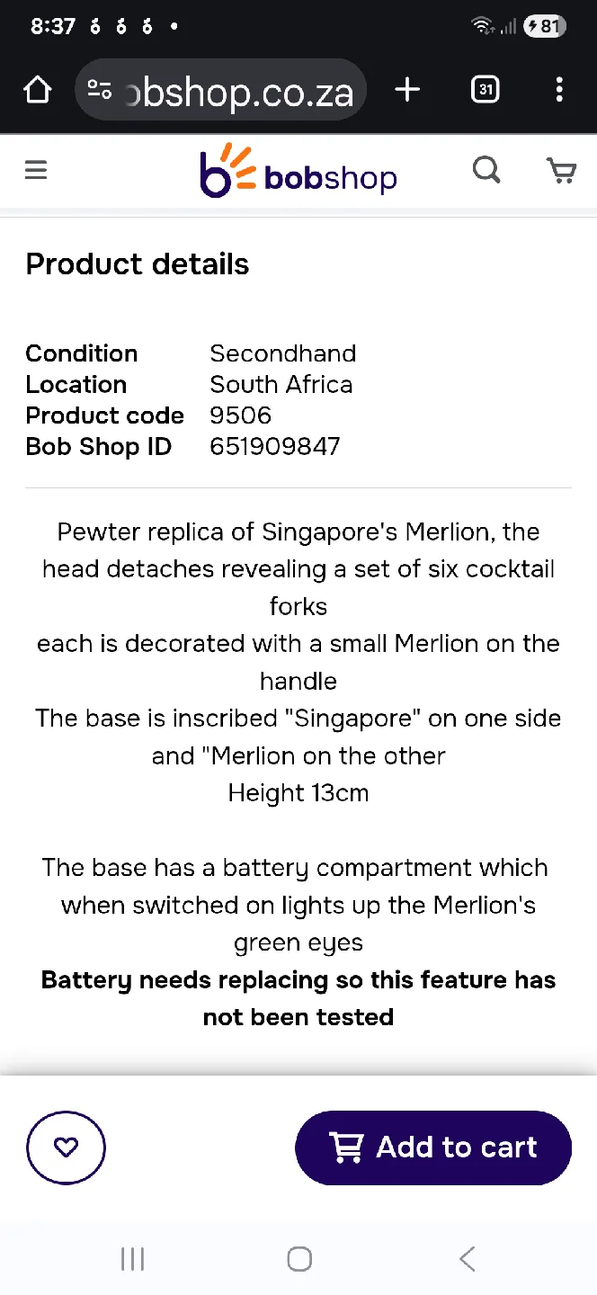 🥕 NEW Singapore Merlion Souvenir MERLION 6 Cocktail Forks Set image indicator(10)