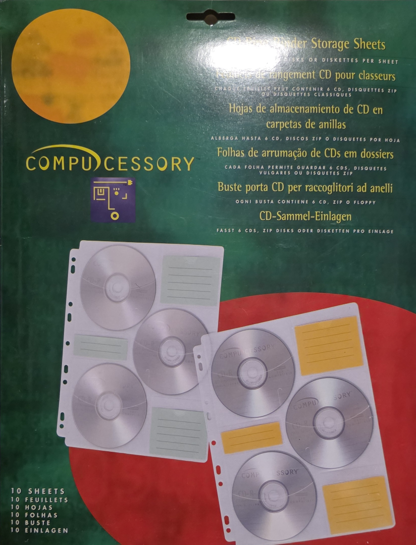 Compucessory CD/DVD Ring Binder Storage Pages-6 cds/dvds