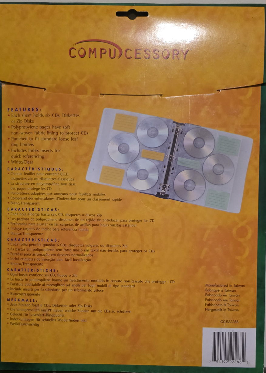 Compucessory CD/DVD Ring Binder Storage Pages-6 cds/dvds - photo 2