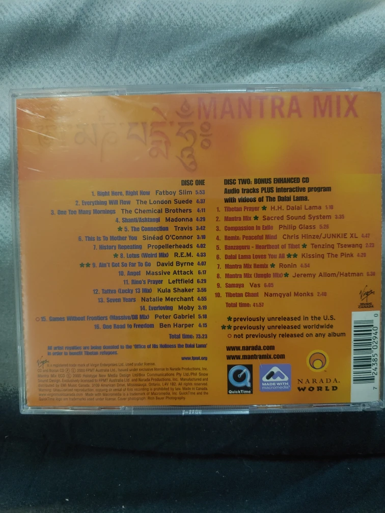 Mantra Mix - Tibetan Refugee Benefit Album CD - photo 2