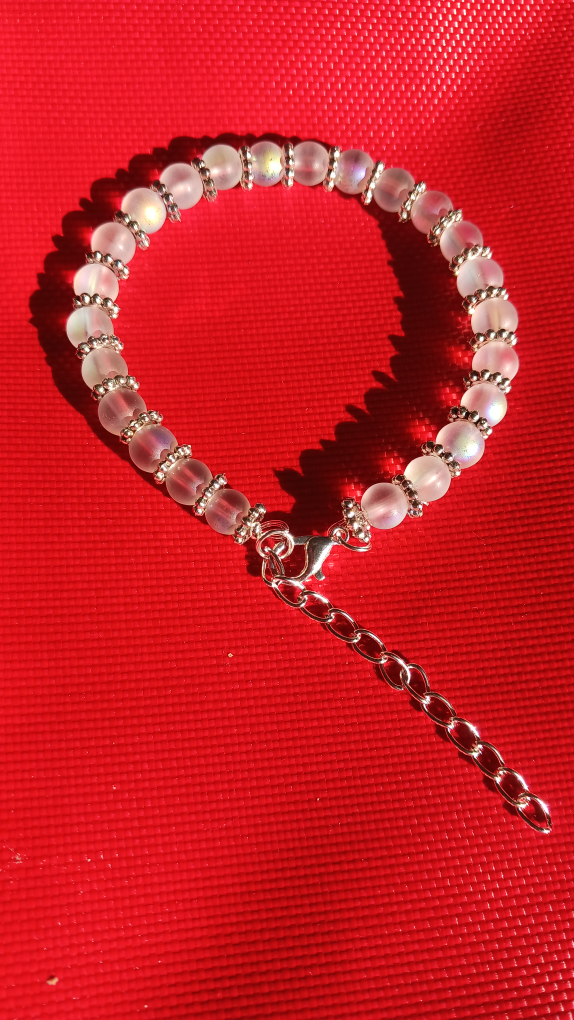 Beaded Bracelet with Silver Chain