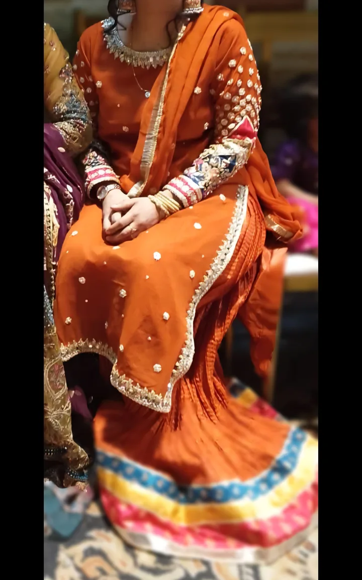 Orange Embroidered Salwar Kameez Suit