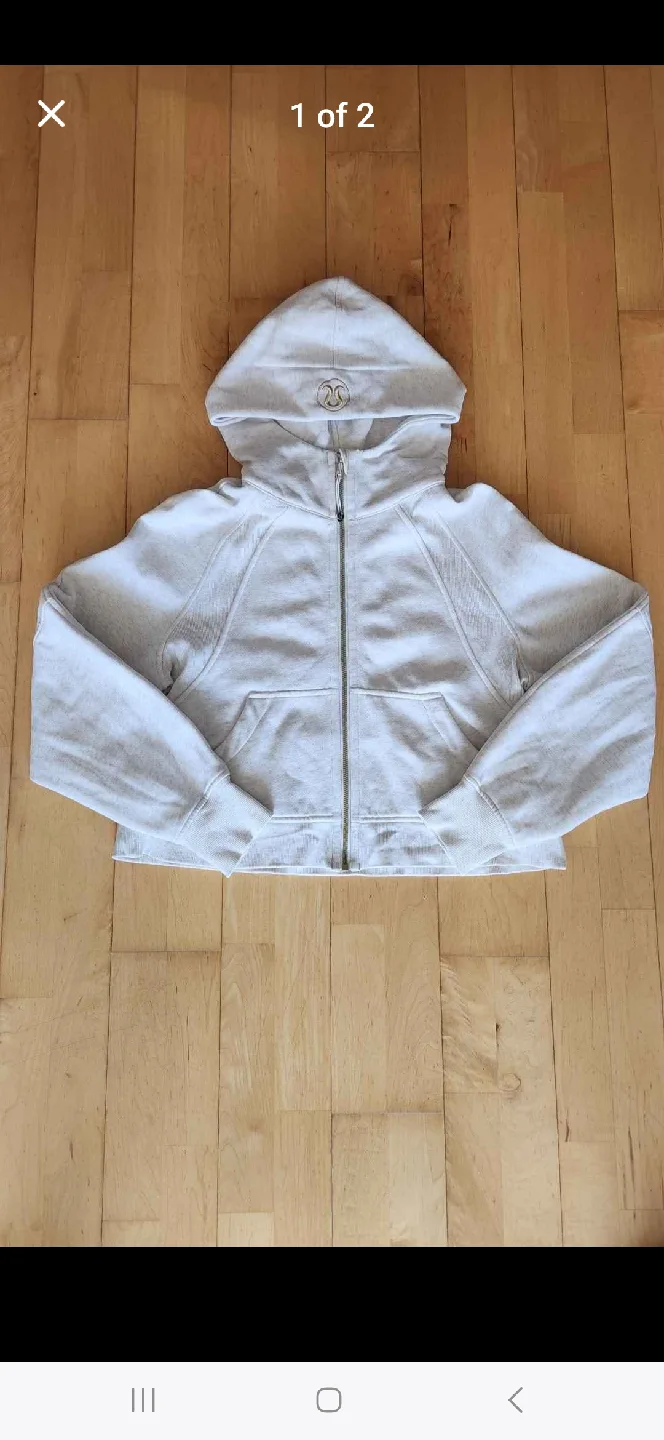 Lululemon Light Grey Heathered Bone Scuba Full Zip Hoodie Jacket thumbnail
