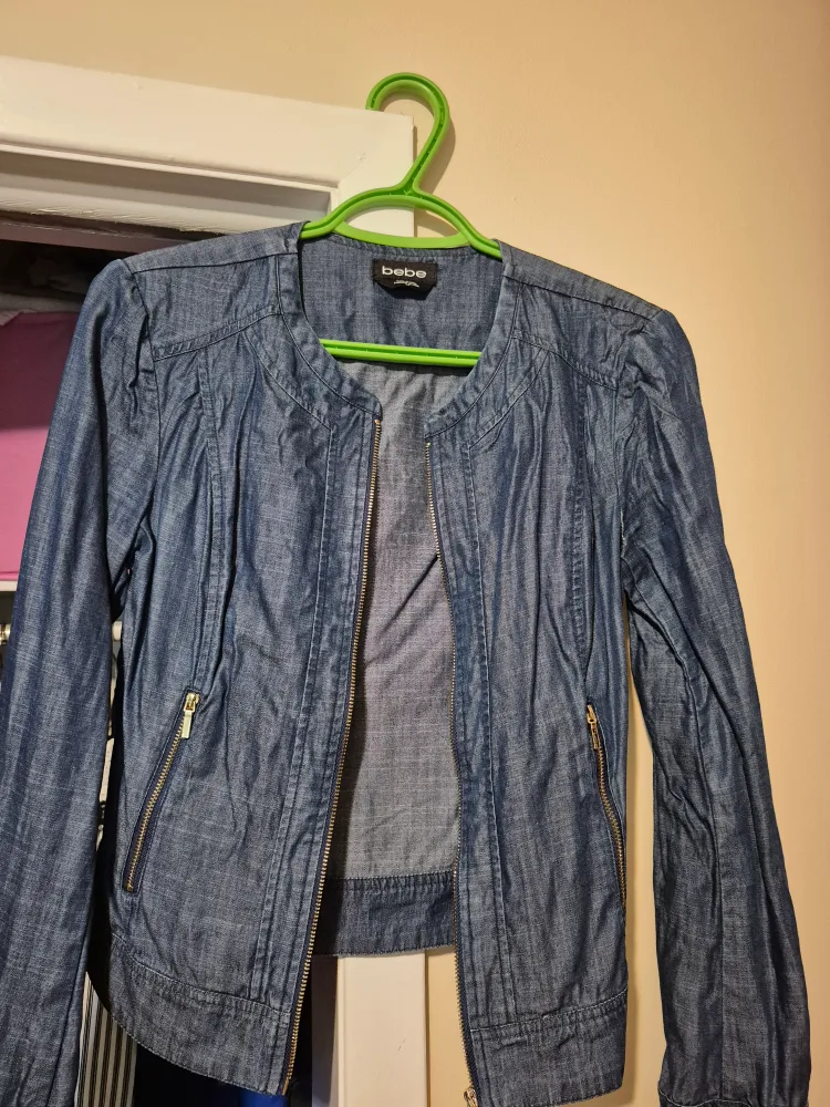 Bebe Denim Jacket & Wide Leg Pants Set thumbnail
