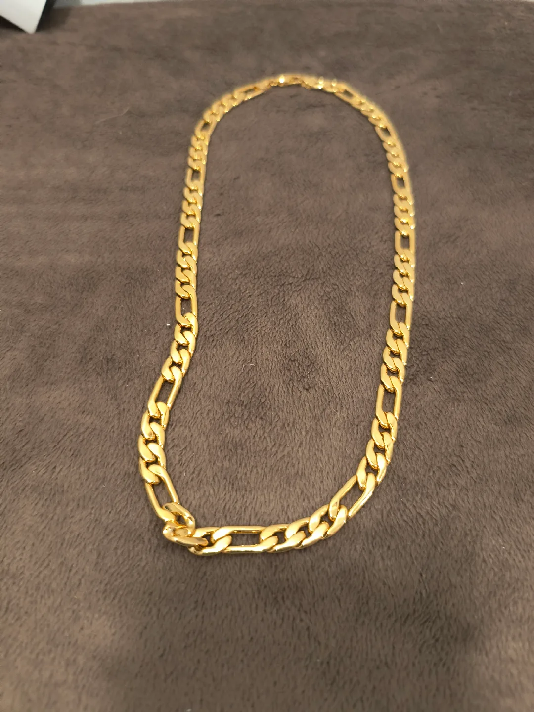 Gold Tone Figaro Chain Necklace thumbnail