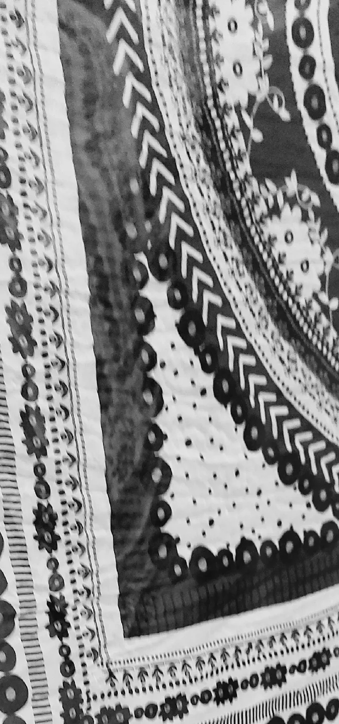 Vintage Black & White Patterned Scarf image indicator(3)