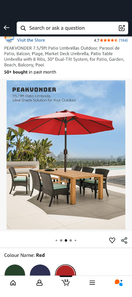 PEAKVONDER 7.5/9ft Red Patio Umbrella - photo 3