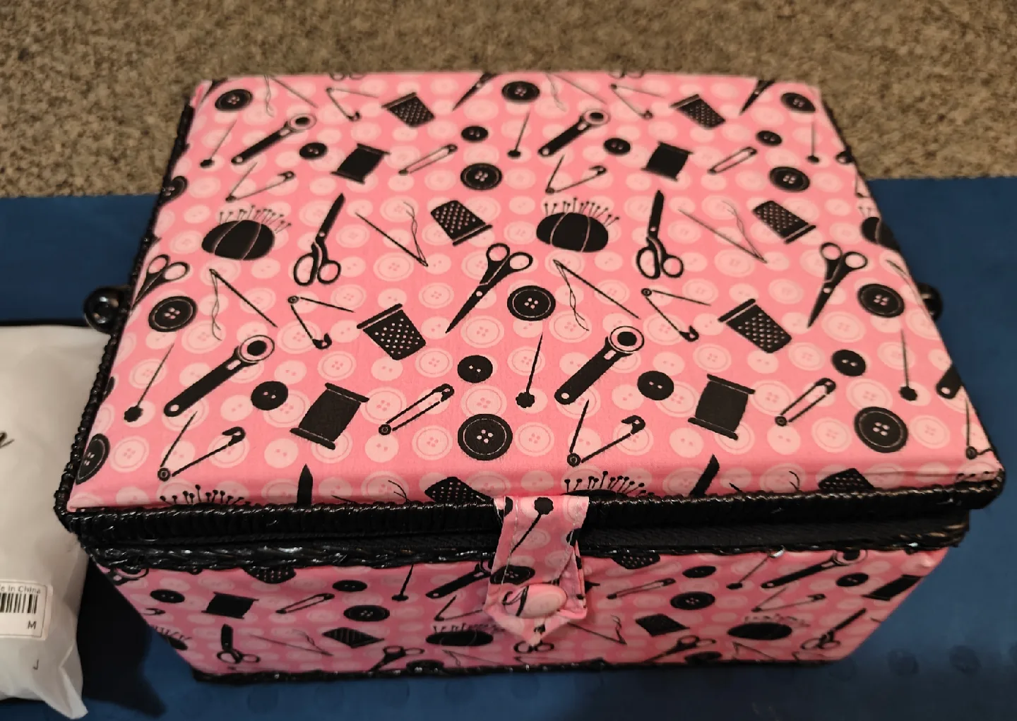 Pink Sewing Basket with Supplies and Fabric Prints🧡💖 image indicator(10)