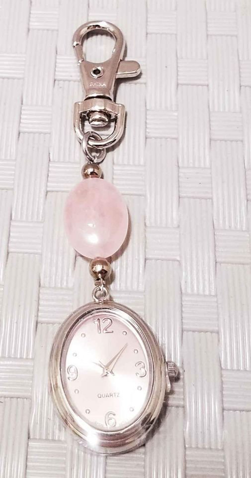 🌹Brand New Rose Quartz Pocket Watch Keychain🌹