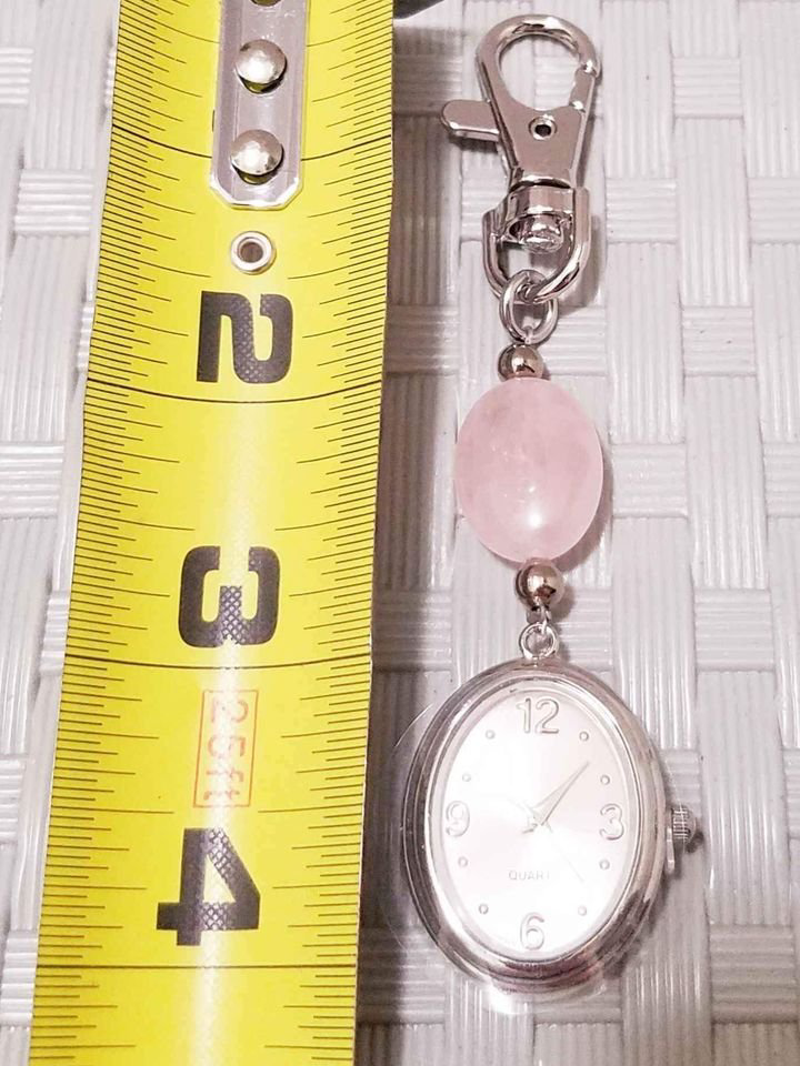 🌹Brand New Rose Quartz Pocket Watch Keychain🌹 - photo 3