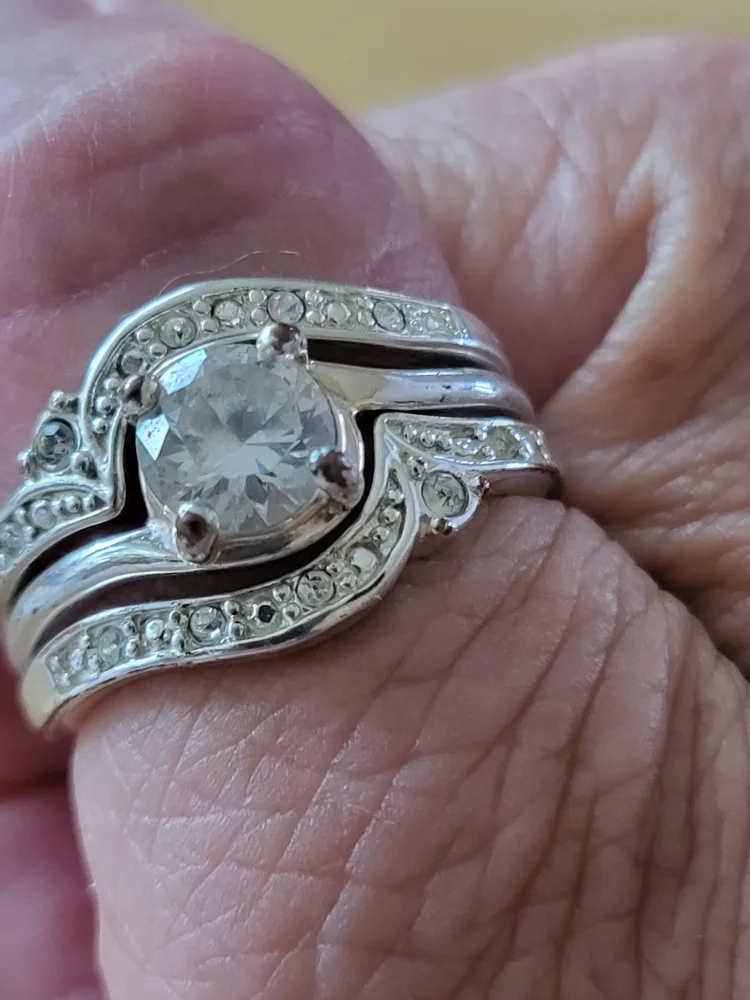 Silver Plated Cubic Zirconia Wedding Ring Set thumbnail