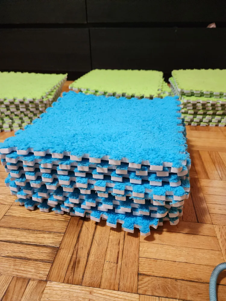Foam Puzzle Play Mat Tiles - Green & Blue thumbnail