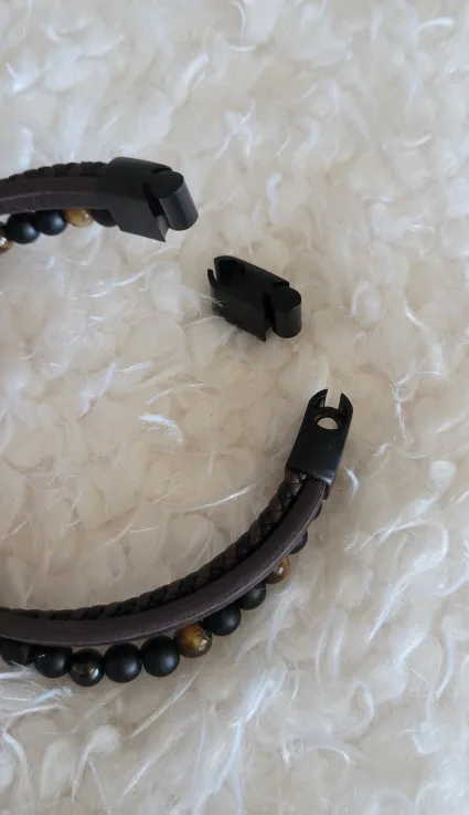 Tiger Eye Matee Black Onyx Leather Beaded Bracelet image indicator(6)