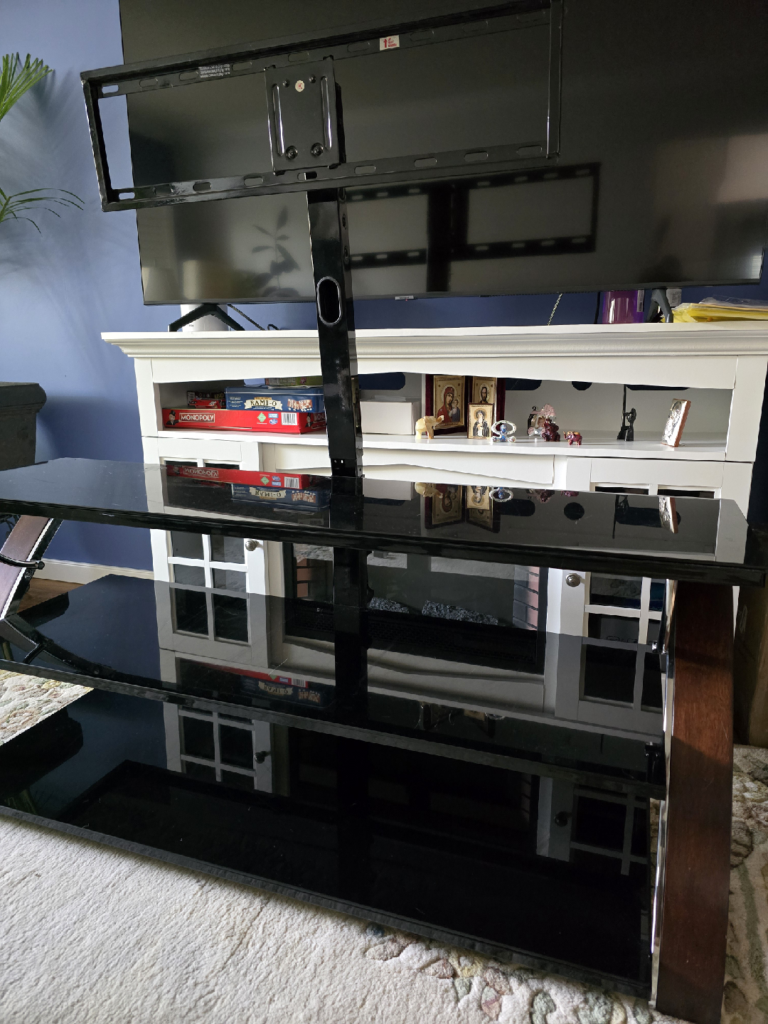 Black Glass TV Stand with Mount - photo 4