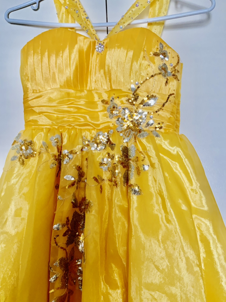 Kids gown yellow with beautiful bead work