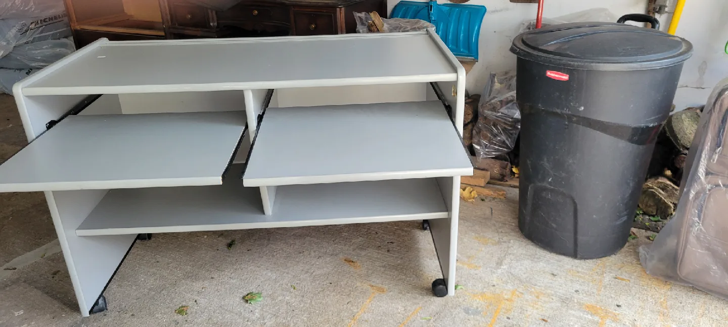 Grey Rolling Desk with Shelves image indicator(3)