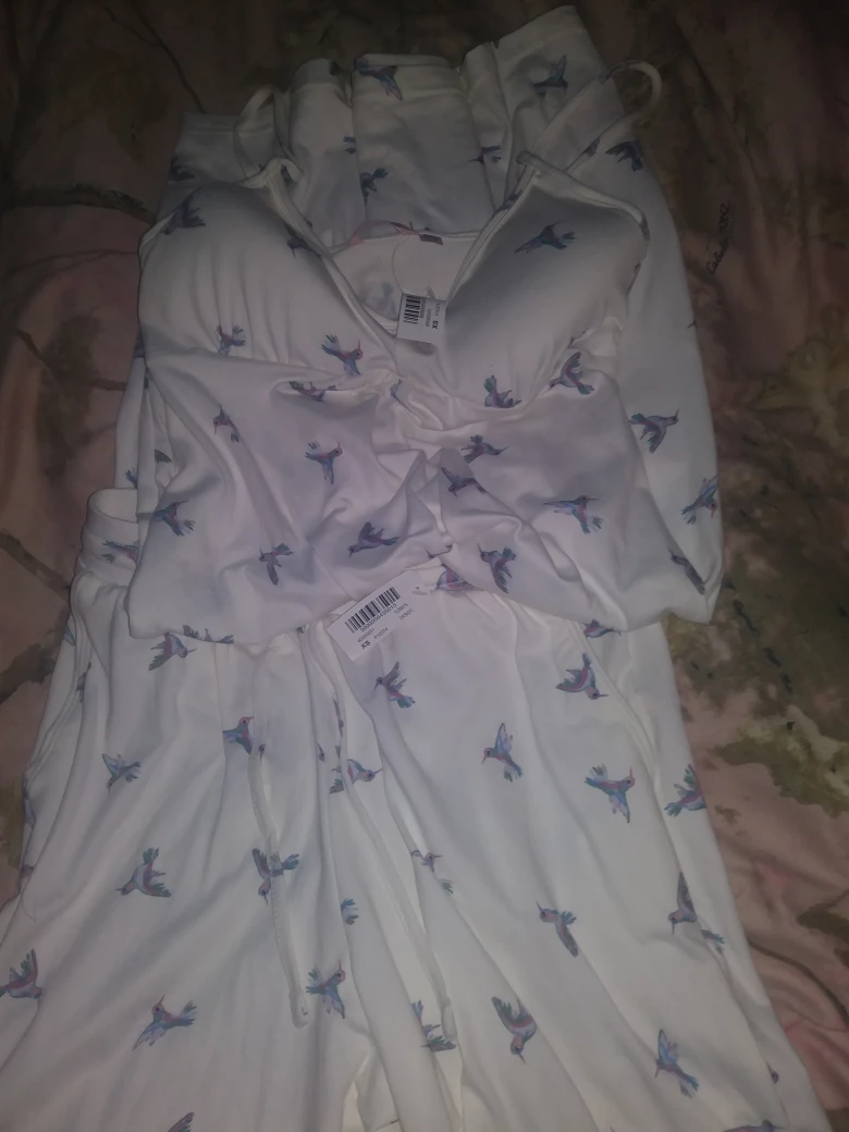 lavie en rose White Hummingbird Pajama Set - Size XS