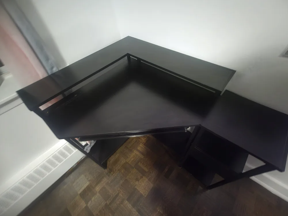 Black Corner Desk with Shelf