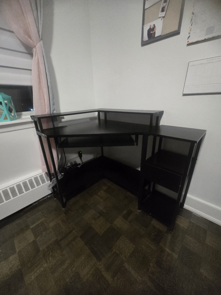 Black Corner Desk with Shelf - photo 2