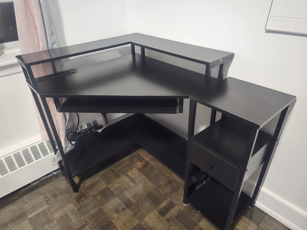 Black Corner Desk with Shelf - photo 3