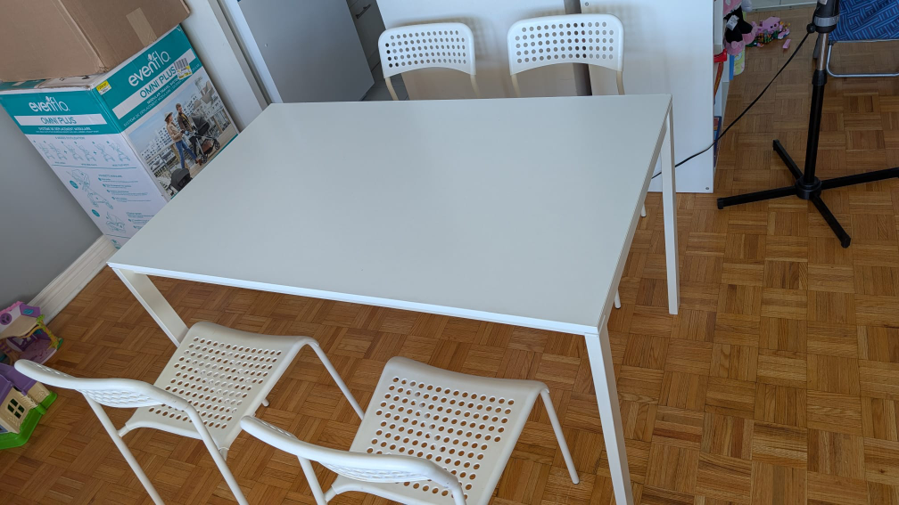 IKEA White Dining Table & Chairs - photo 2
