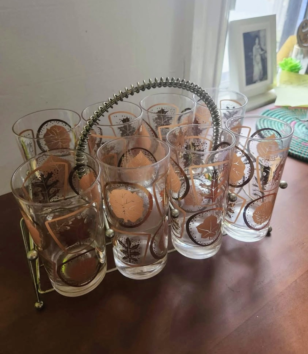 Vintage Mid Century Glass Set w/ Caddy – 8 pcs - photo 2