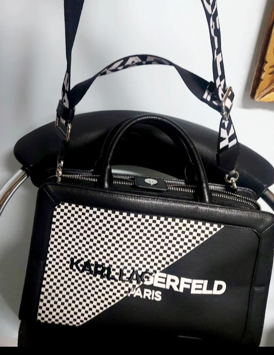 Karl Lagerfeld Paris Black & White Satchel thumbnail