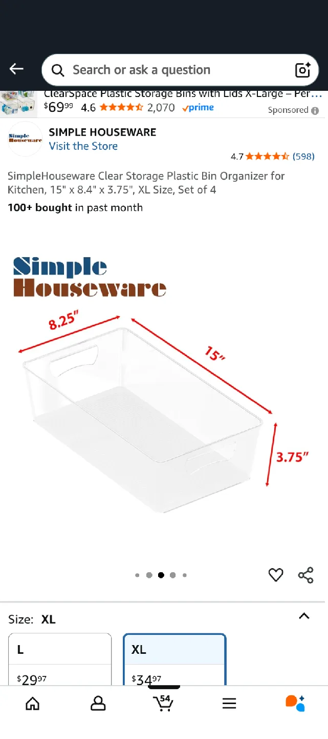 Simple Houseware Clear Storage Bins - XL - Set of 4 image indicator(3)