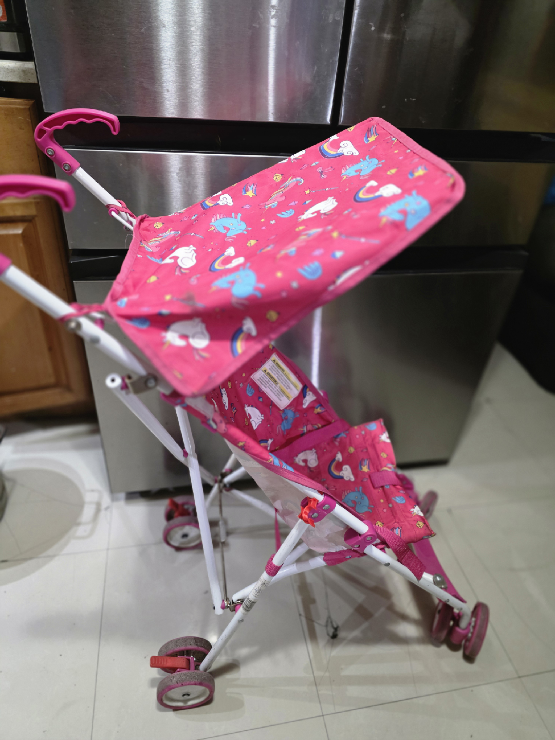 Pink Unicorn Print Baby Stroller