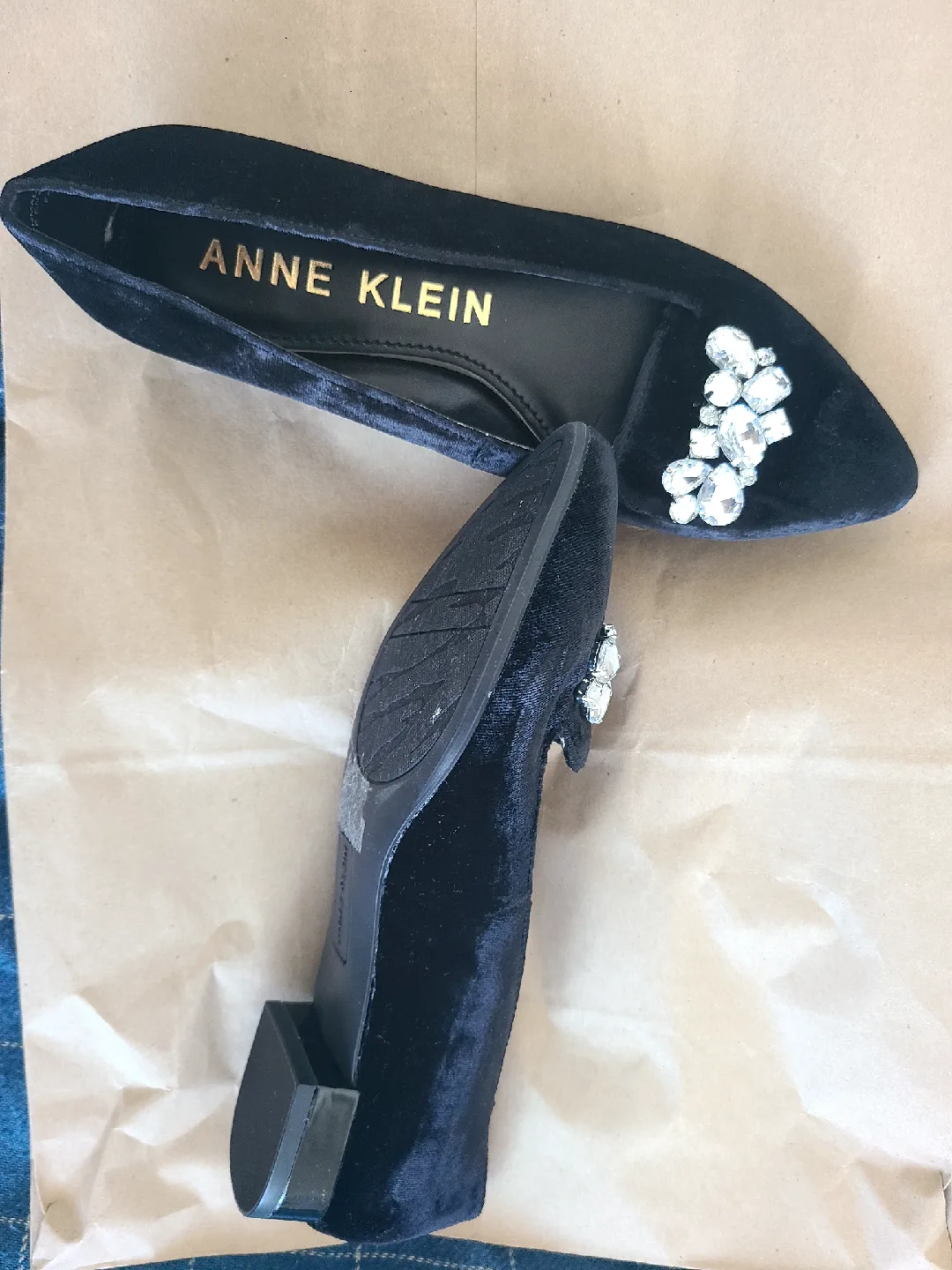 Anne Klein Black Velvet Jeweled Flats image indicator(2)