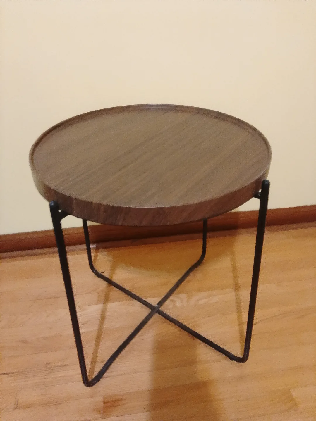 Round Side Table (×2) - Wood Top, Black Metal Legs thumbnail
