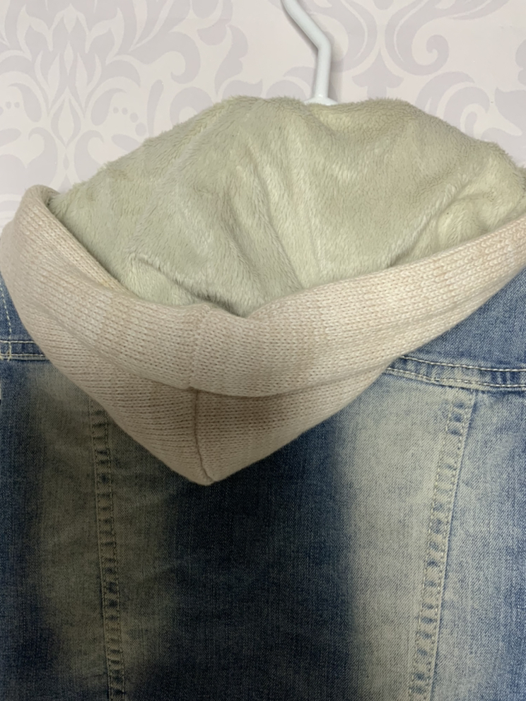 Kids denim long sleeve hooded fashion jacket - photo 4