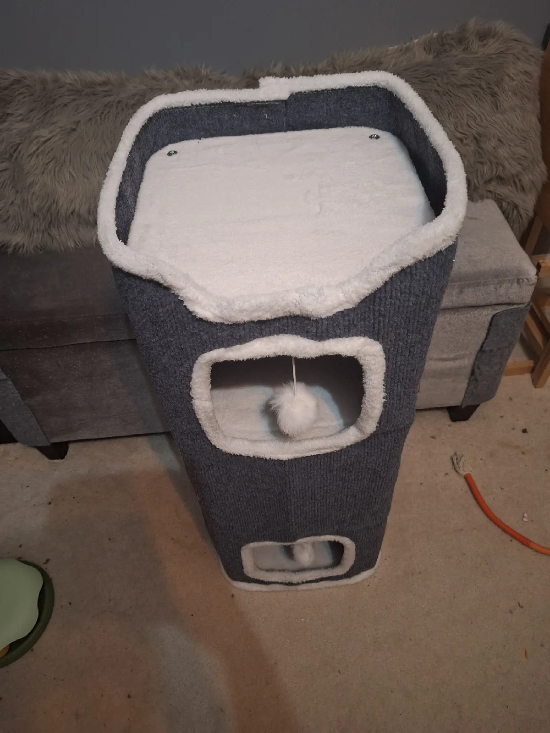 NEW 4-Story Cat Tower with Plush Trim and Hanging Balls image indicator(2)