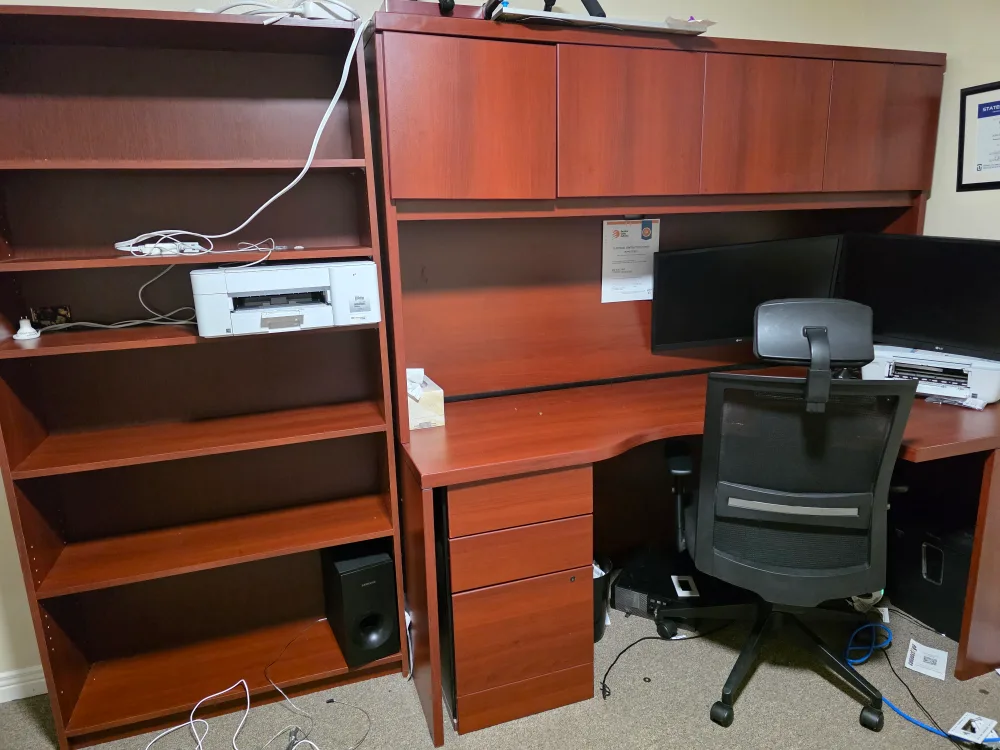 Office Desk with Hutch, Bookshelf and Chair thumbnail