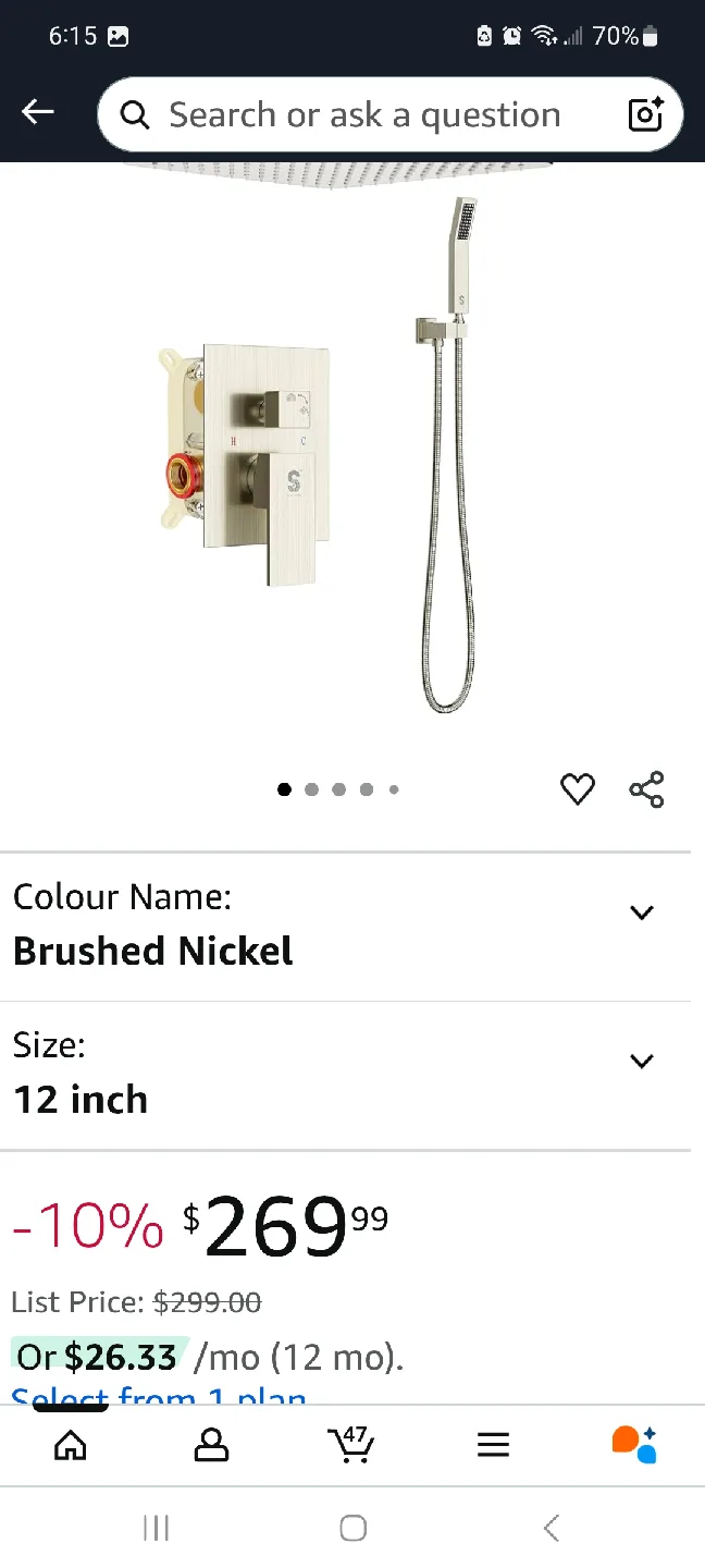 SR SUN RISE 12 Inch Ceiling Mount Shower System - New image indicator(2)