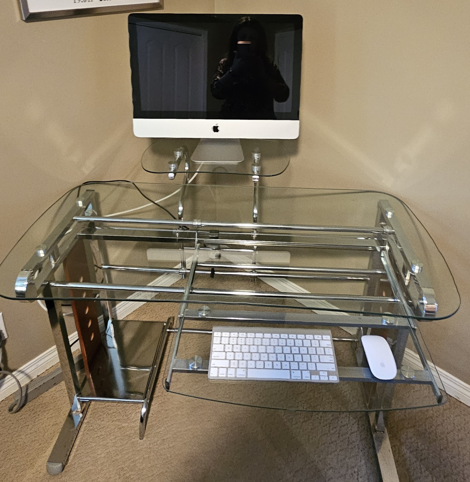 Glass Computer Desk with Chrome Frame