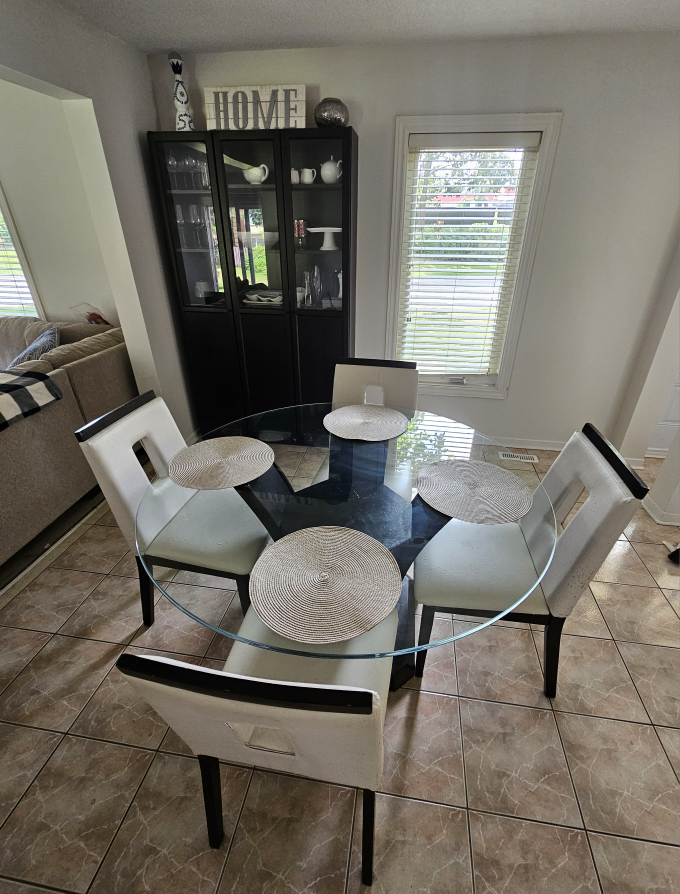Glass Round Dining Table with 4 Chairs