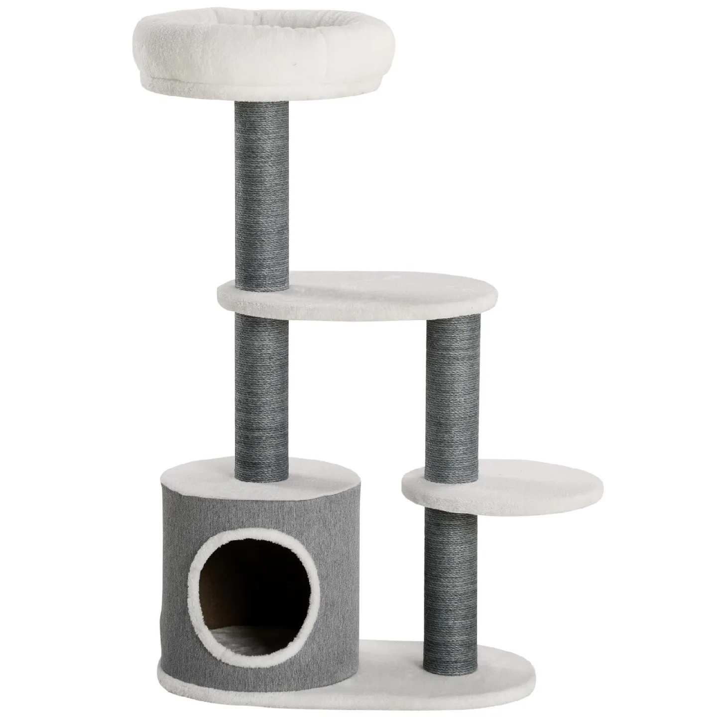 New -Cat Tree with Condo, Grey & White, 38.6" image indicator(3)