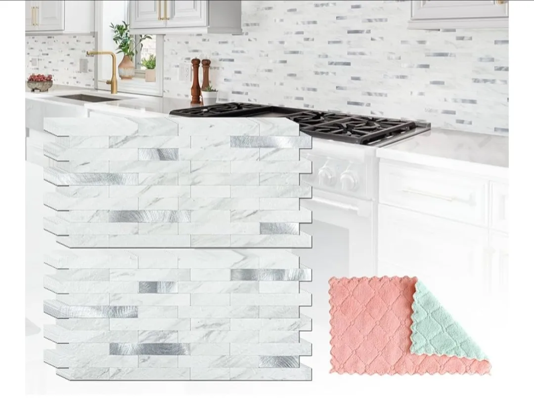 White Marble with Metal Silver Wall Tiles (20) image indicator(2)