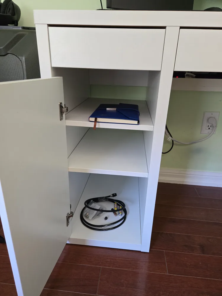 IKEA MICKE White Desk with Drawer and Cabinet image indicator(2)