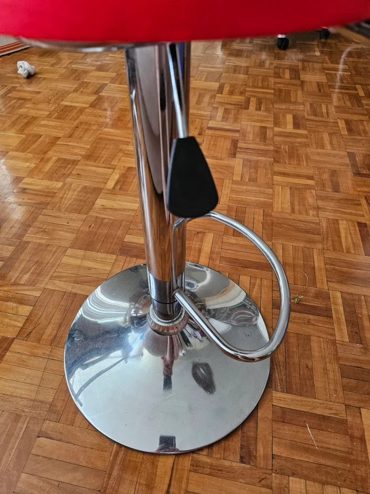 🥕Red Faux Leather Adjustable Swivel Bar Stool or hair dresser image indicator(2)