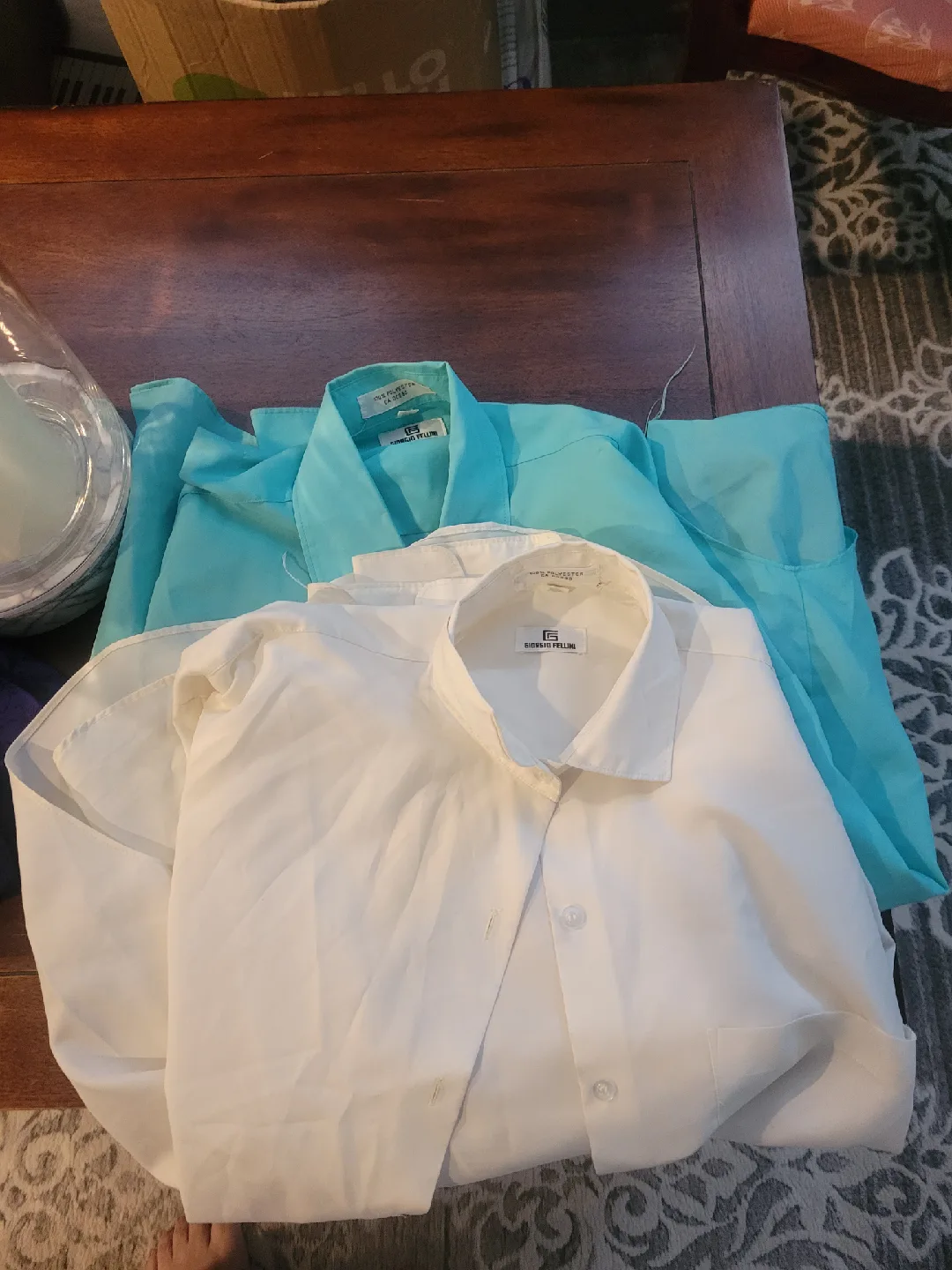 vintage Giorgio Fellini Shirts - White & Turquoise sz small image indicator(2)