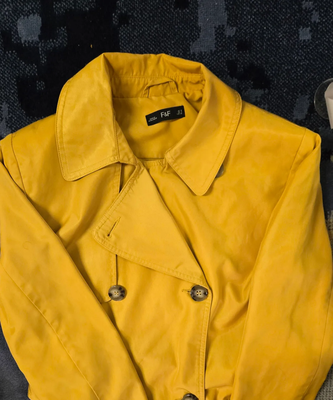 F&F Yellow Trench Coat - Size 8 and medium women jacket thumbnail