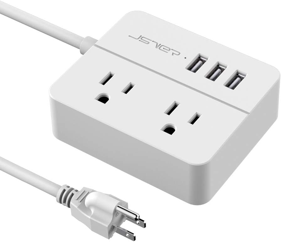 Mini USB Power Strip JSVER Travel Power Strip with 3 USB