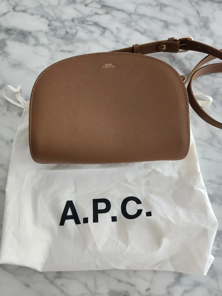 A.P.C. Demi-Lune Tan Leather Crossbody Bag thumbnail