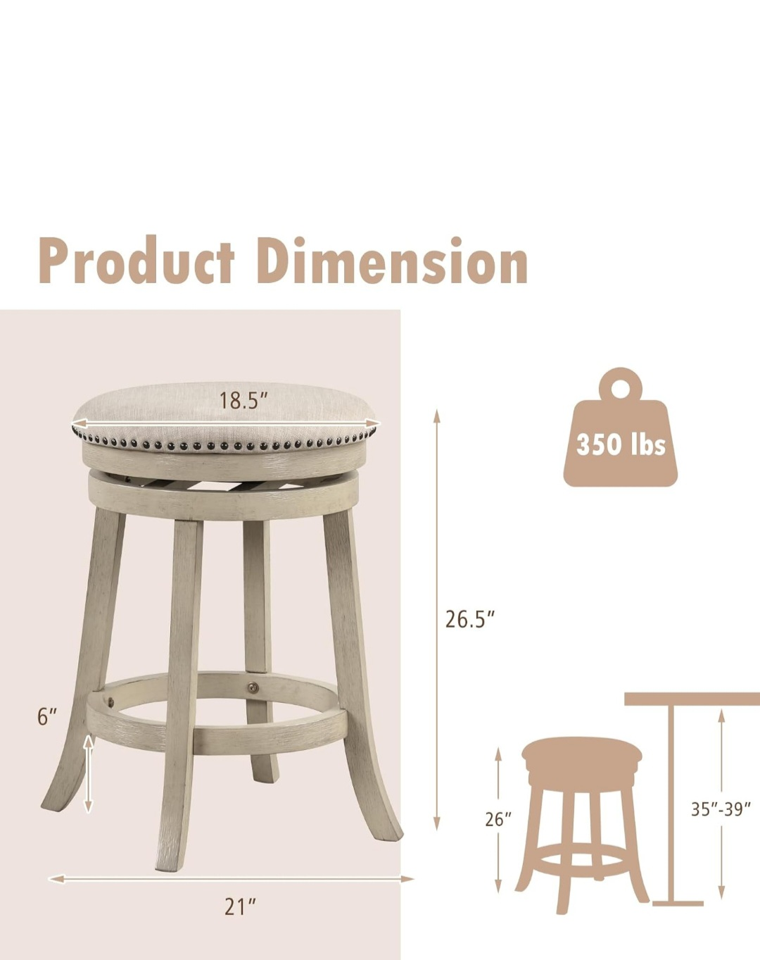 Swivel Bar Stool 26.5-inch Height (set) - photo 4